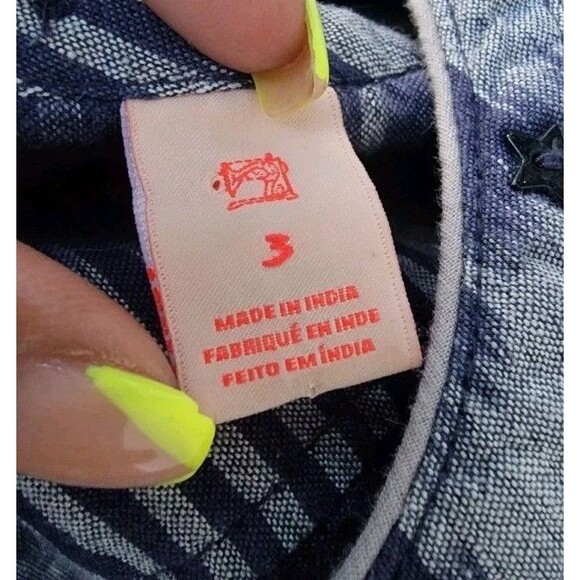 Womens Scotch and Soda Blue Ikat Print 3/4 Sleeve Button Back Top Size 3 (L) - Picture 5 of 6